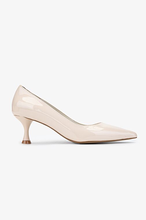 Valmenti Kadın Ekru Suni Deri Topuklu Ayakkabı - Görsel 2