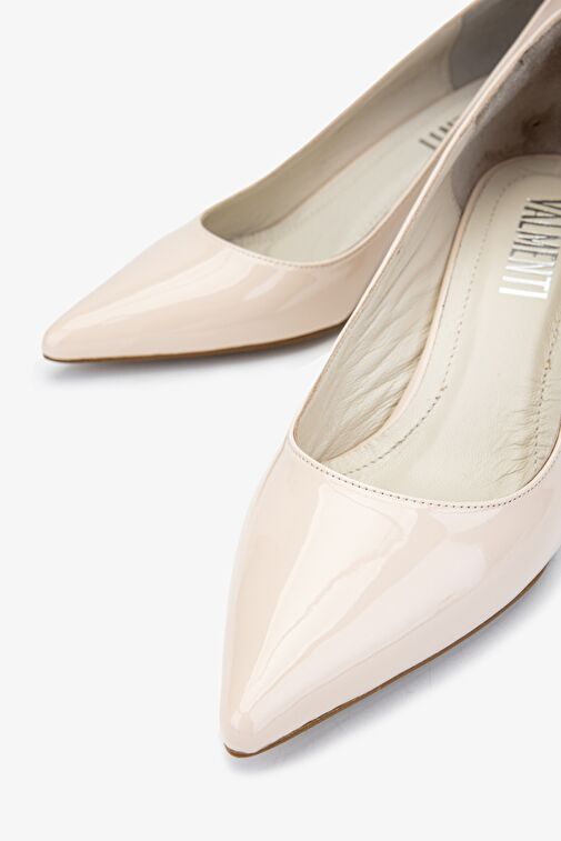 Valmenti Kadın Ekru Suni Deri Topuklu Ayakkabı - Görsel 4