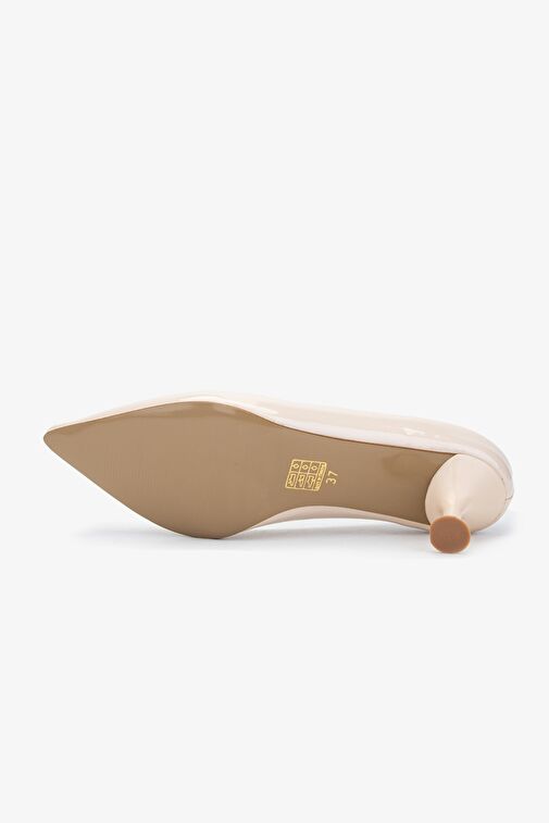 Valmenti Kadın Ekru Suni Deri Topuklu Ayakkabı - Görsel 6