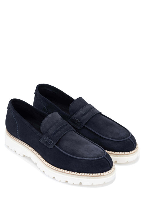 Franceschetti Erkek Hakiki Deri Mavi Loafer Ayakkabı - Görsel 3