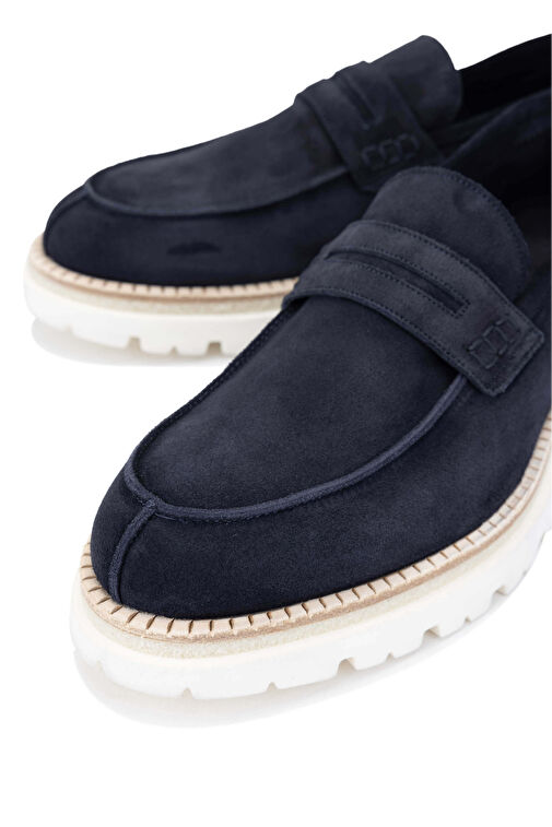 Franceschetti Erkek Hakiki Deri Mavi Loafer Ayakkabı - Görsel 5