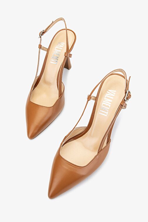 Valmenti Zirkon Kadın Taba Hakiki Deri Topuklu Ayakkabı - Görsel 5