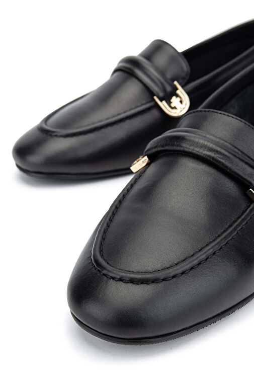 Tamer Tanca Kadın Hakiki Deri Siyah Deri Loafer Ayakkabı - Görsel 5