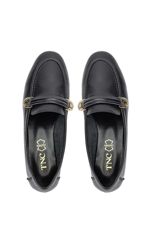 Tamer Tanca Kadın Hakiki Deri Siyah Deri Loafer Ayakkabı - Görsel 6