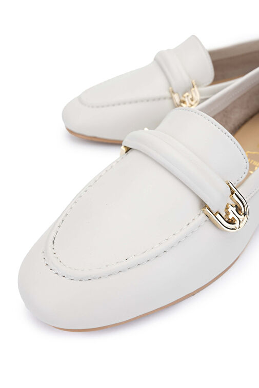 Tamer Tanca Kadın Hakiki Deri Bej Loafer Ayakkabı - Görsel 4