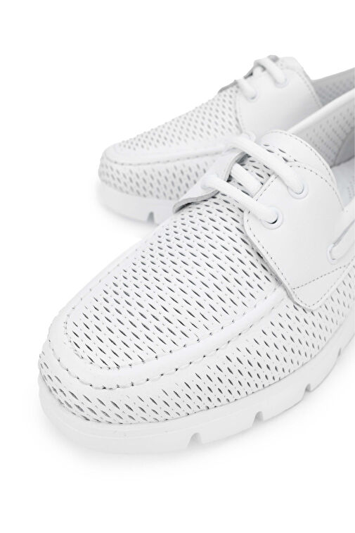 Tamer Tanca Kadın Deri Hasır Beyaz Casual Ayakkabı - Görsel 4