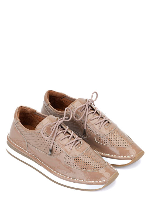 Tamer Tanca Kadın Deri Hasır Vizon Rugan Sneakers & Spor Ayakkabı - Görsel 3