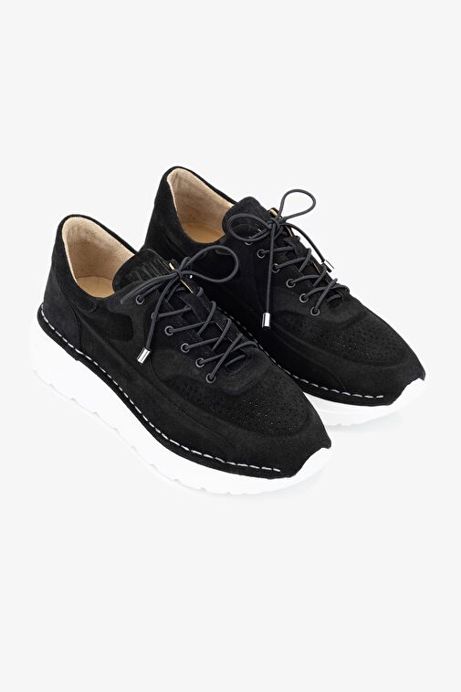 Valmenti Zoe Kadın Siyah Süet Hakiki Deri Sneakers & Spor Ayakkabı - Görsel 3