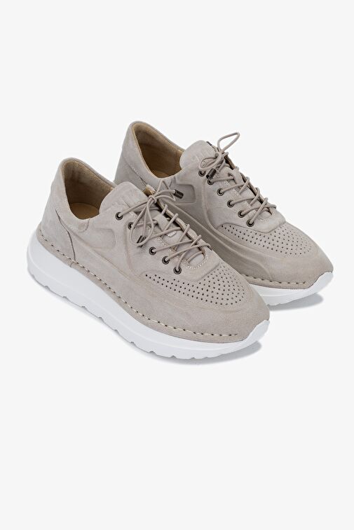 Valmenti Zoe Kadın Bej Süet Hakiki Deri Sneakers & Spor Ayakkabı - Görsel 3