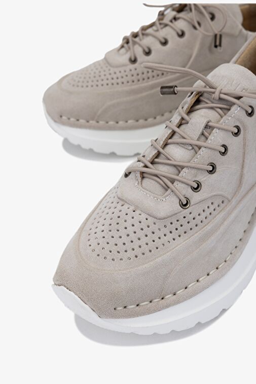 Valmenti Zoe Kadın Bej Süet Hakiki Deri Sneakers & Spor Ayakkabı - Görsel 4