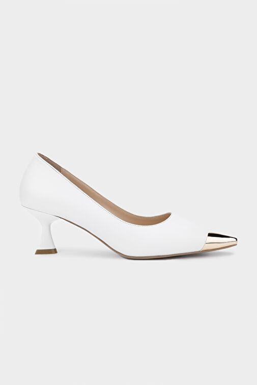 Valmenti Beyaz Kadın Deri Topuklu Ayakkabı 1036 6398 BN AYK Y24 - Görsel 2