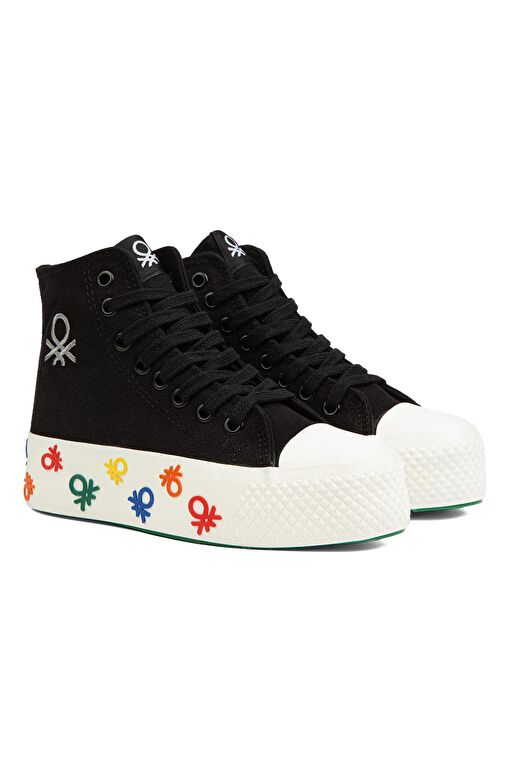 United Colors of Benetton Siyah Kadın Sneaker BN-30943-Siyah Beyaz - Görsel 3