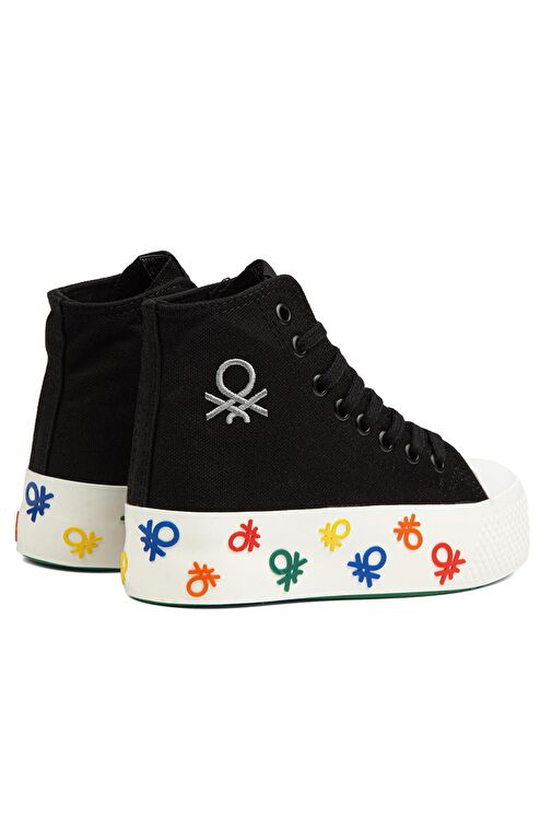 United Colors of Benetton Siyah Kadın Sneaker BN-30943-Siyah Beyaz - Görsel 4