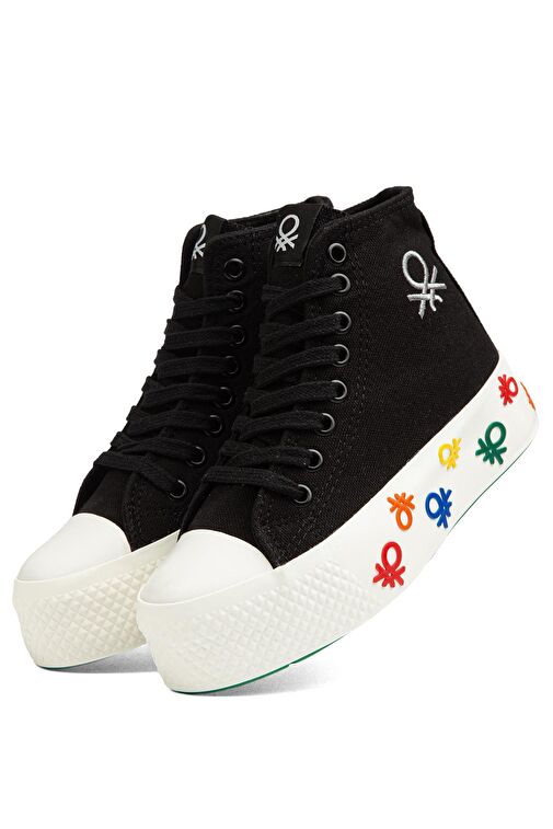 United Colors of Benetton Siyah Kadın Sneaker BN-30943-Siyah Beyaz - Görsel 5
