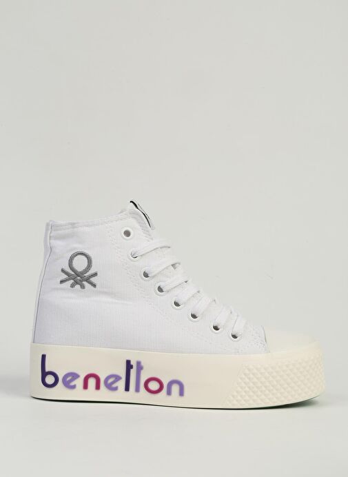 Benetton Beyaz Lila Kadın Spor Ayakkabı BN-30945 - Görsel 2