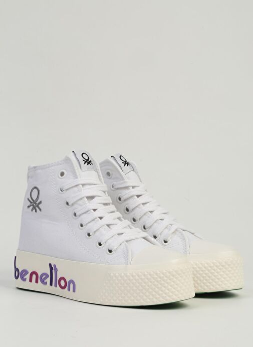 Benetton Beyaz Lila Kadın Spor Ayakkabı BN-30945 - Görsel 3