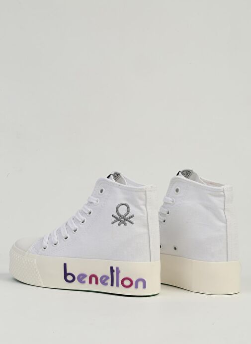 Benetton Beyaz Lila Kadın Spor Ayakkabı BN-30945 - Görsel 4