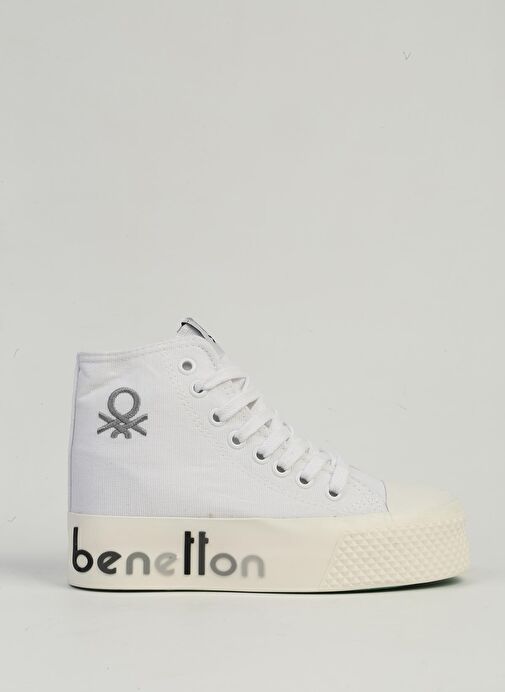 Benetton Beyaz Siyah Kadın Spor Ayakkabı BN-30945 - Görsel 2