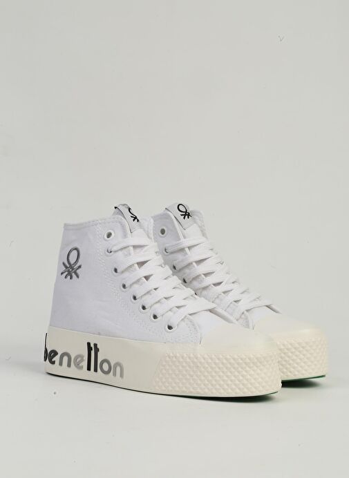 Benetton Beyaz Siyah Kadın Spor Ayakkabı BN-30945 - Görsel 3