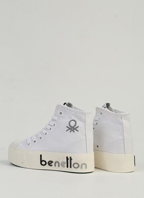 Benetton Beyaz Siyah Kadın Spor Ayakkabı BN-30945 - Görsel 4