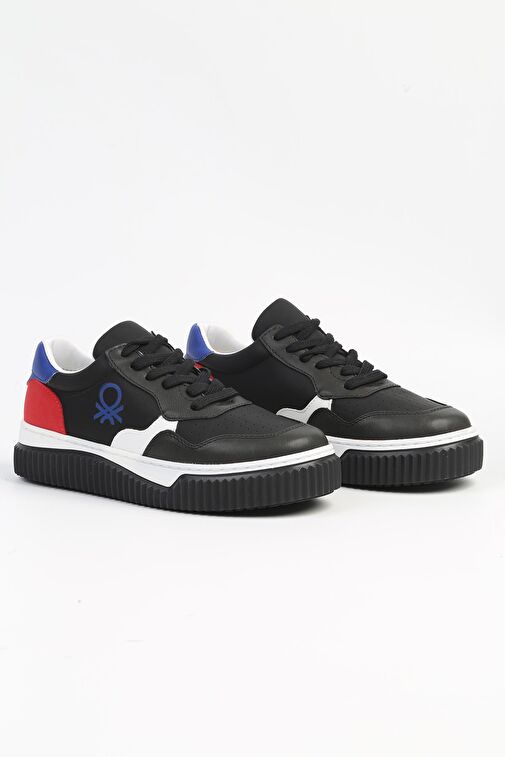 United Colors of Benetton Siyah-Kırmızı Kadın Sneaker BN-31201-Siyah Füme - Görsel 3