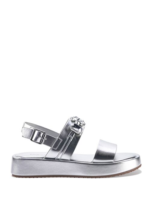 DINNA 3FX Gümüş Kadın Kalın Taban Sandalet - Görsel 2