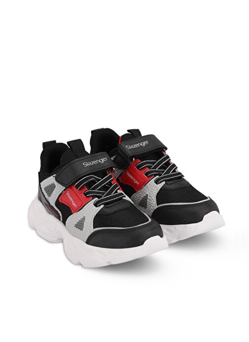 Slazenger NELSON Unisex Çocuk Sneaker Ayakkabı Siyah / Kırmızı - Görsel 3