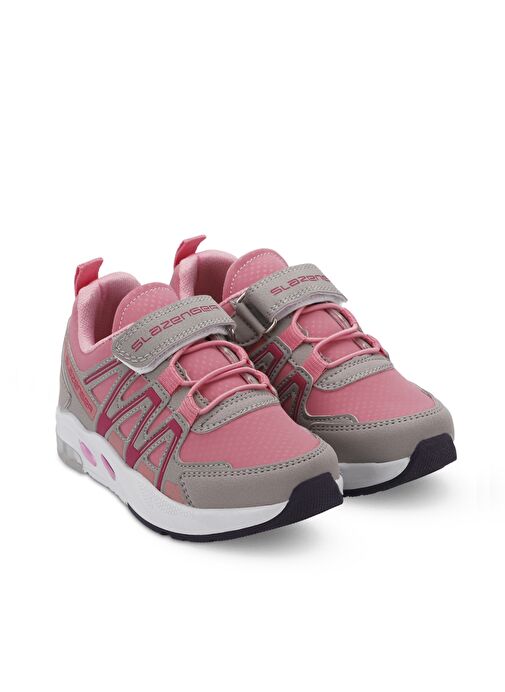Slazenger ELIPS Unisex Çocuk Sneaker Ayakkabı Gri / Pembe - Görsel 3