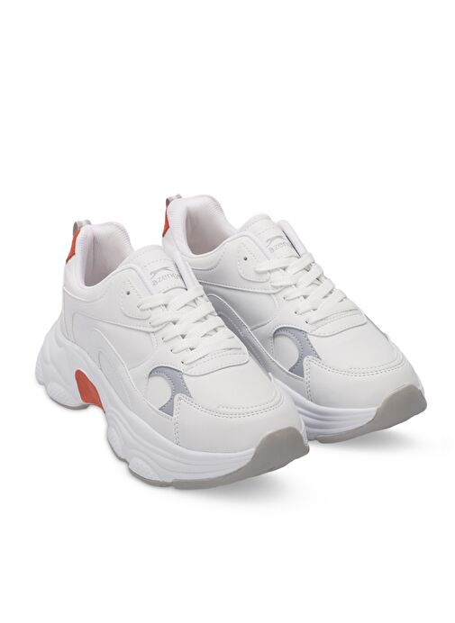 Slazenger ZUSA Kadın Sneaker Ayakkabı Beyaz / Turuncu - Görsel 3
