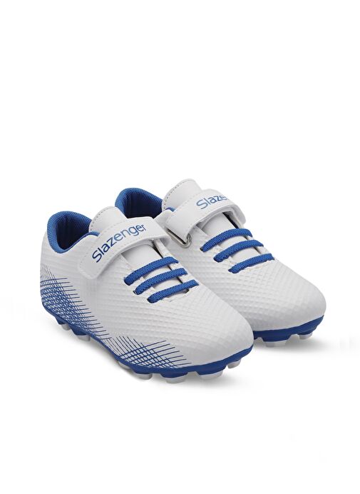 Slazenger CULTURAL Unisex Çocuk Futbol Ayakkabı Beyaz / Saks Mavi - Görsel 3