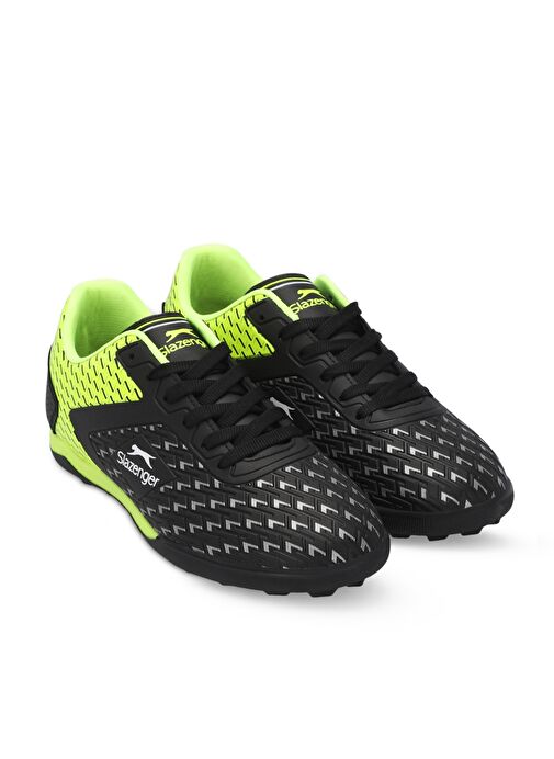 Slazenger CYCLE I HS Unisex Çocuk Futbol Ayakkabı Siyah / Yeşil - Görsel 3