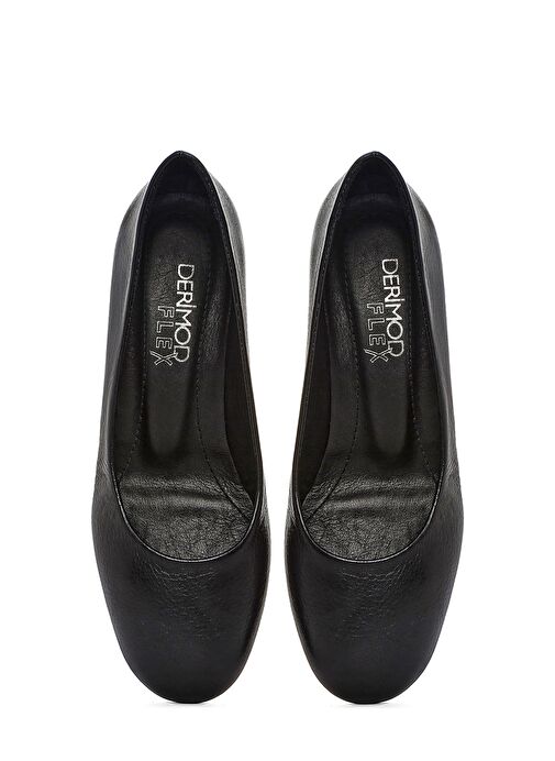 Derimod Flex Kadın Siyah Kısa Kalın Topuklu Deri Ayakkabı 25SFD380418 - Görsel 8