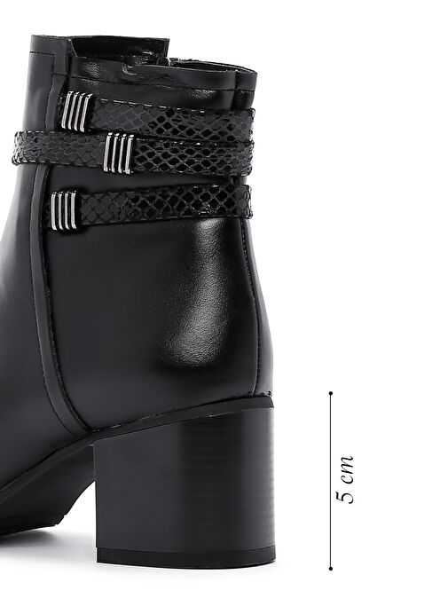 Kadın Siyah Fermuarlı Kalın Topuklu Bot 25WFE250418 - Görsel 3