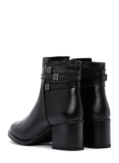 Kadın Siyah Fermuarlı Kalın Topuklu Bot 25WFE250418 - Görsel 8