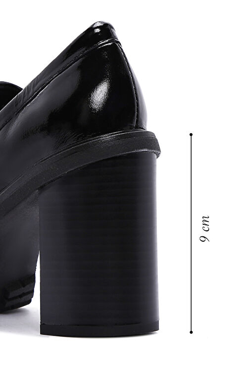Derimod Derimod Kadın Siyah Rugan Deri Topuklu Loafer 23WFD186414 Boyner'de! Siyah - 4. görsel
