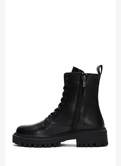 Kadın Siyah Fermuarlı Deri Postal Bot 25WFD510218 - Görsel 3