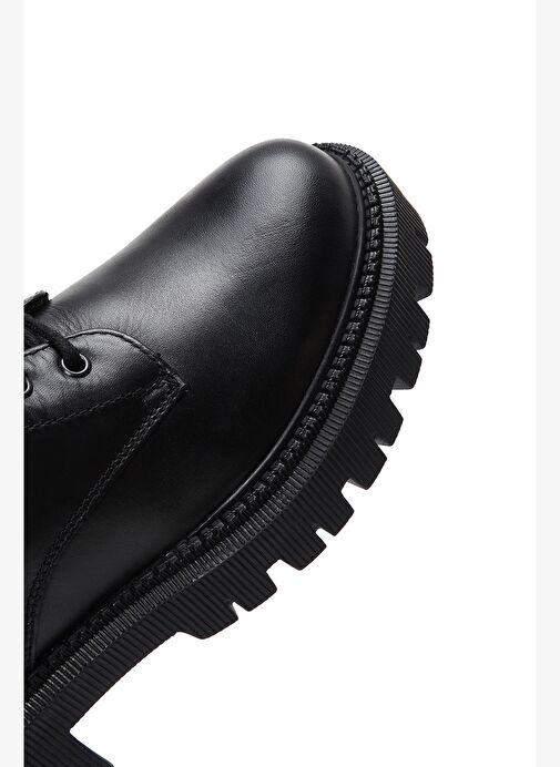 Kadın Siyah Fermuarlı Deri Postal Bot 25WFD510218 - Görsel 8