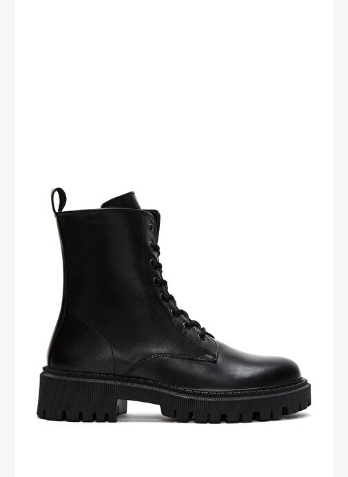 Kadın Siyah Fermuarlı Deri Postal Bot 25WFD510218 - Görsel 2