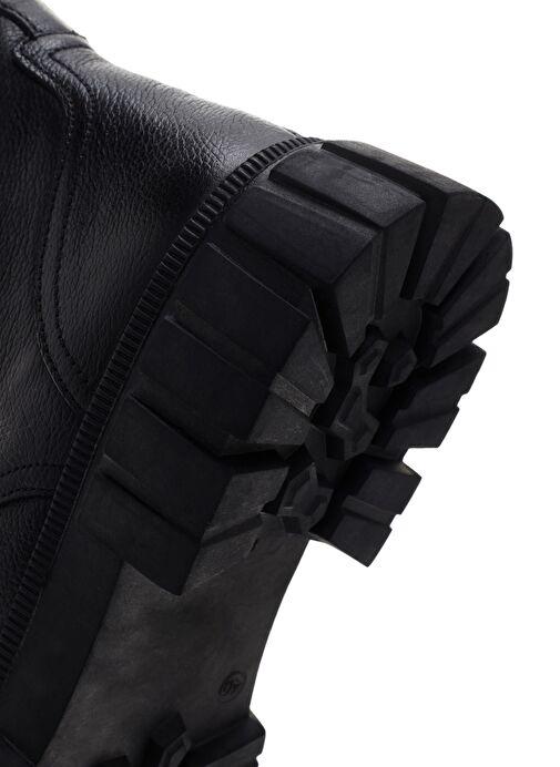 Erkek Siyah Fermuarlı Deri Casual Bot 25WFD700818 - Görsel 9