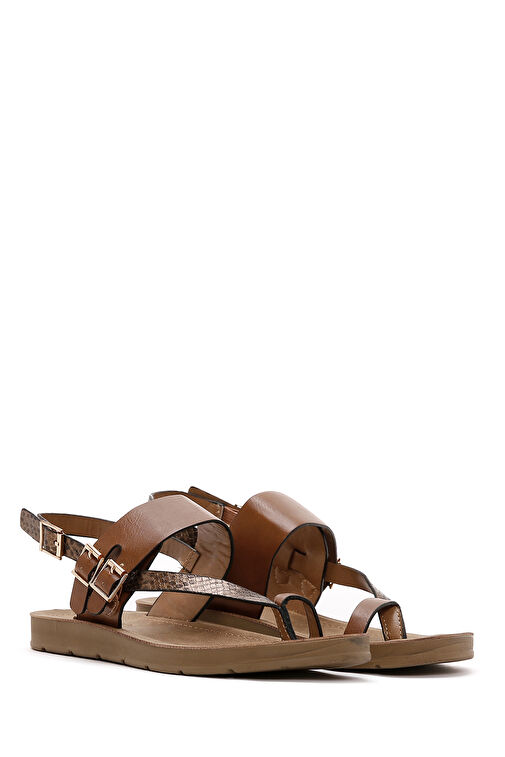 Kadın Taba Bilekten Bantlı Parmak Arası Sandalet 24SFE461240 - Görsel 4