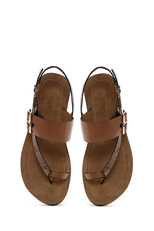 Kadın Taba Bilekten Bantlı Parmak Arası Sandalet 24SFE461240 - Görsel 7