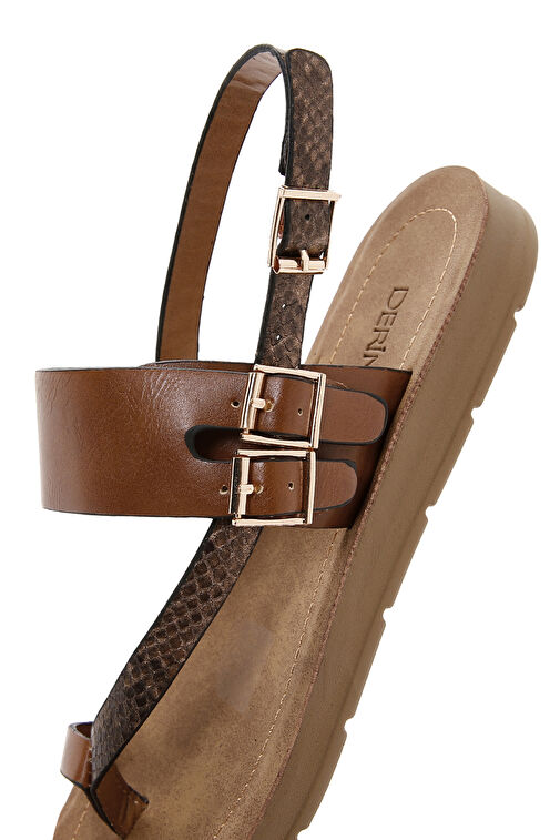 Kadın Taba Bilekten Bantlı Parmak Arası Sandalet 24SFE461240 - Görsel 9