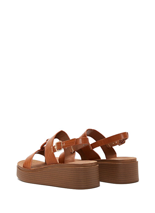 Kadın Taba Bilekten Bantlı Kalın Tabanlı Sandalet 24SFE462126 - Görsel 6