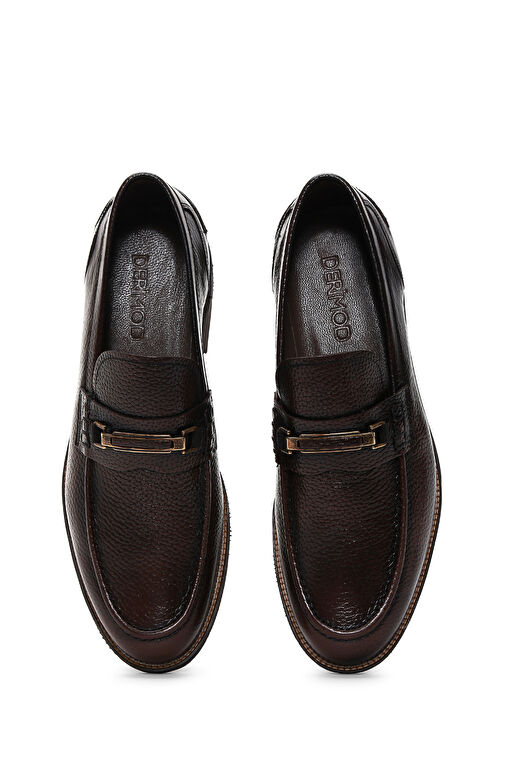 Erkek Kahverengi Deri Casual Loafer 24SFD6008FT - Görsel 7