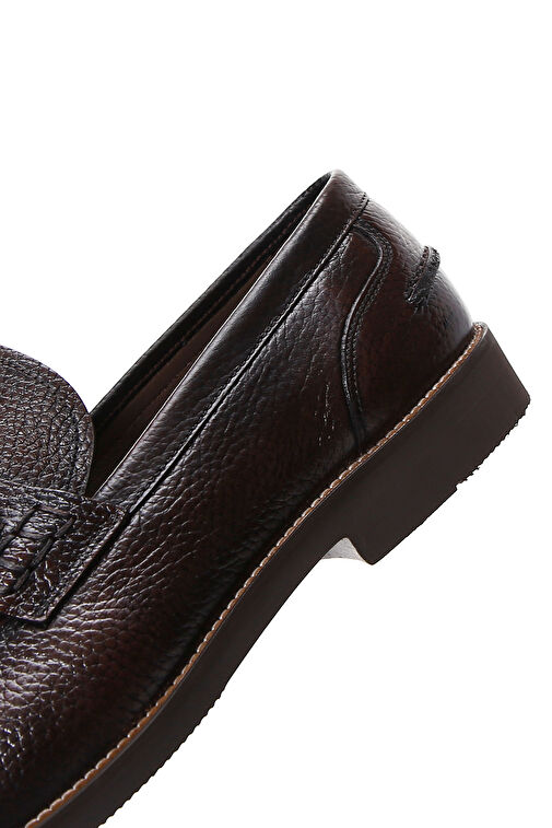 Erkek Kahverengi Deri Casual Loafer 24SFD6008FT - Görsel 8
