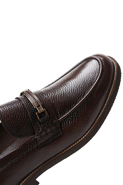 Erkek Kahverengi Deri Casual Loafer 24SFD6008FT - Görsel 9