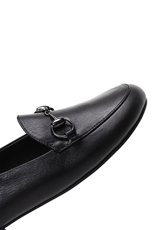 Kadın Siyah Deri Maskülen Loafer 24SFD290318 - Görsel 8