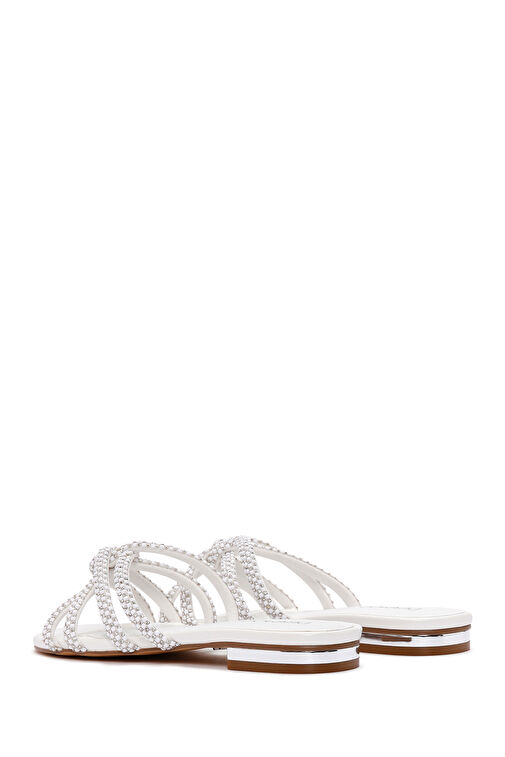 Kadın Beyaz Taşlı Terlik 24SFD441814 - Görsel 6