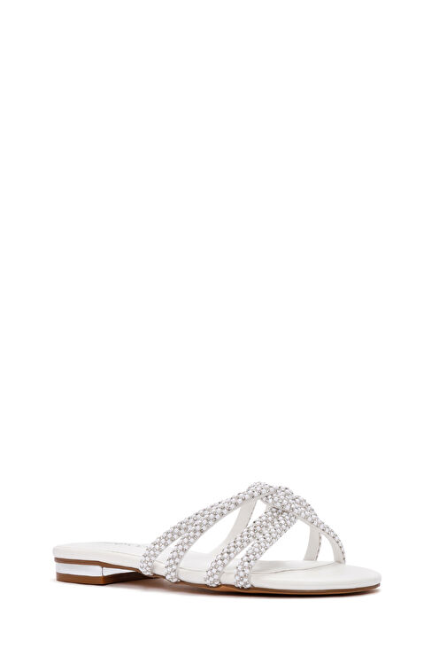 Kadın Beyaz Taşlı Terlik 24SFD441814 - Görsel 7