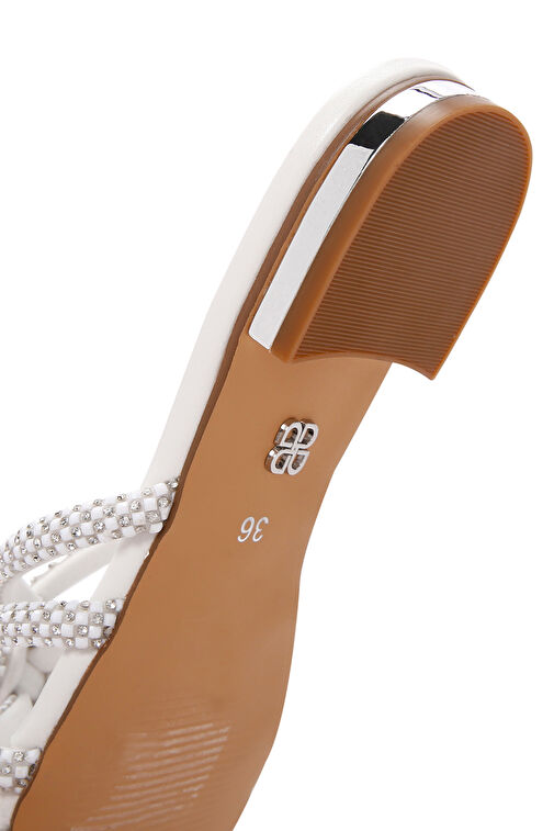 Kadın Beyaz Taşlı Terlik 24SFD441814 - Görsel 9